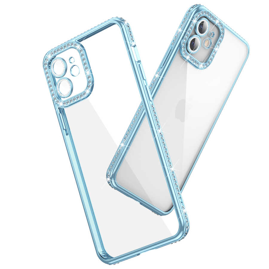 Apple iPhone 11 Kılıf Kamera Korumalı Taşlı Zore Mina Kapak Siyah