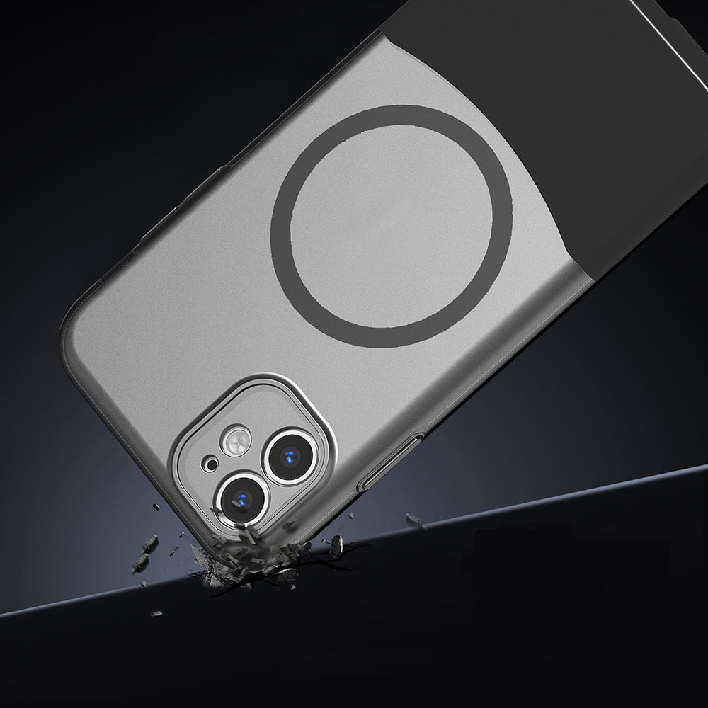 Apple iPhone 11 Kılıf M-Safe Şarj Özellikli Mıknatıslı Zore Duble Kapak Gri