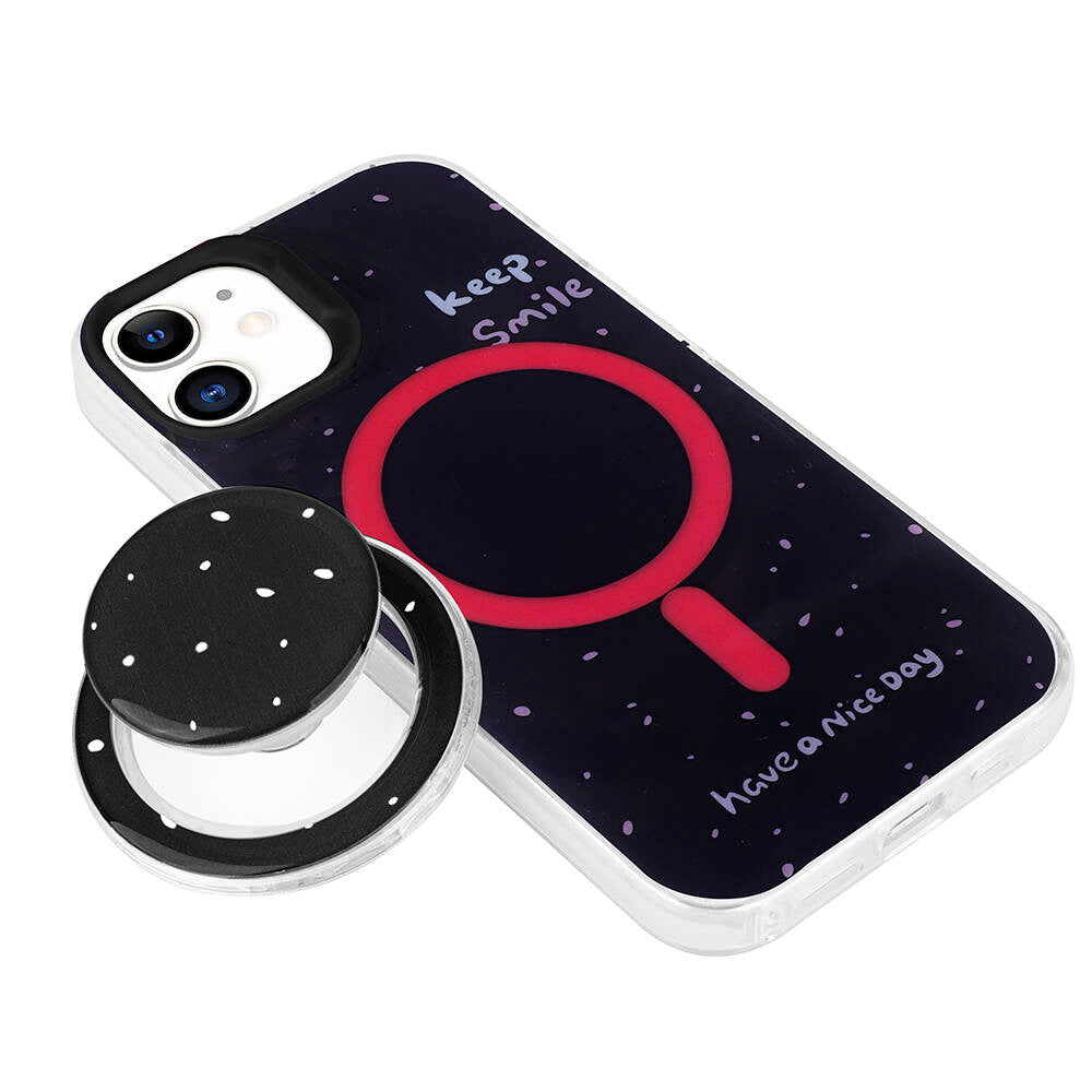 Apple iPhone 11 Kılıf M-safe Şarj Özellikli Tak-Çıkar Pop Soketli Zore Tiktok Kapak Siyah