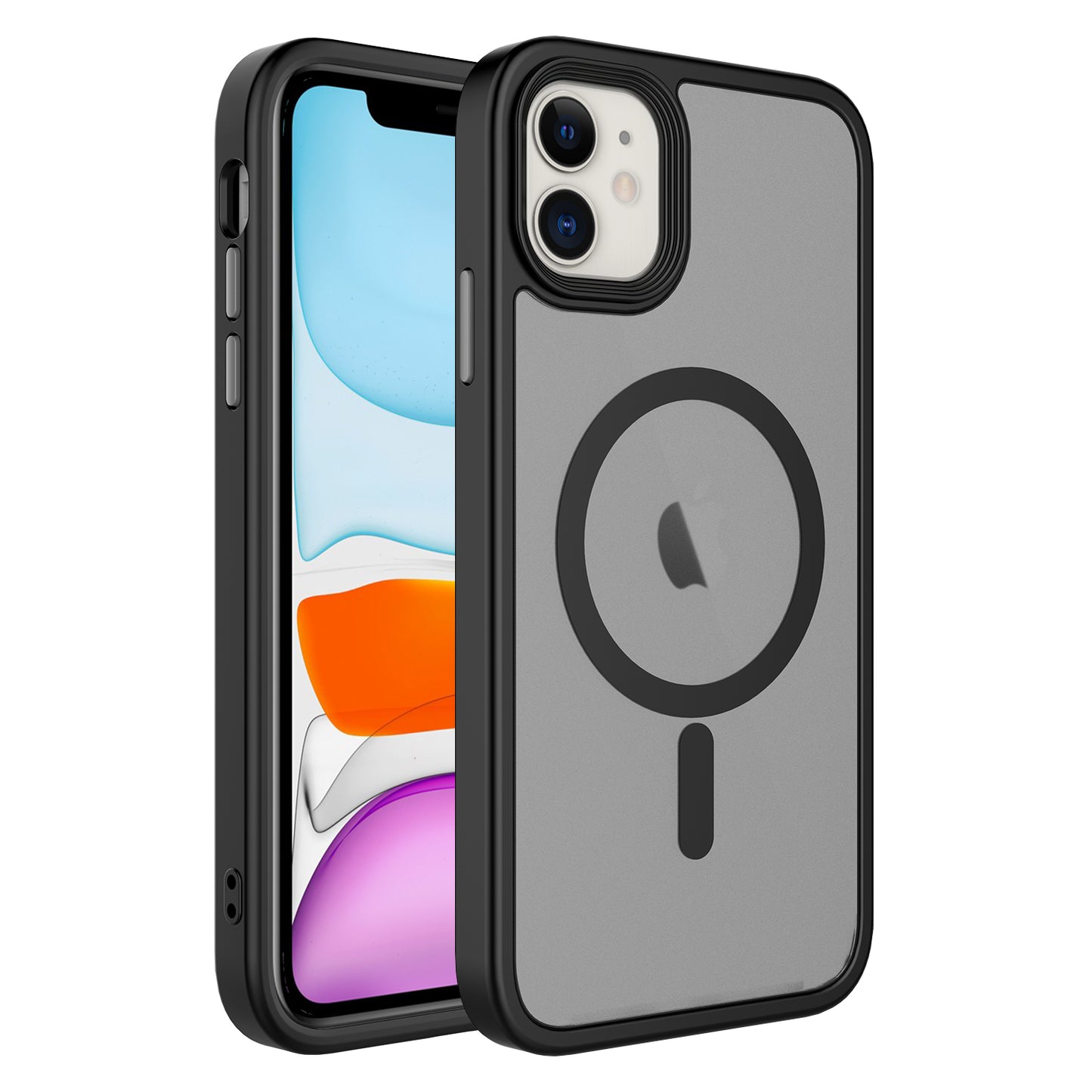 Apple iPhone 11 Kılıf Mat Arka Yüzey Wireless Şarj Özellikli Zore Flet M-safe Kapak Siyah