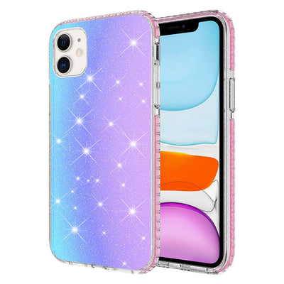 Apple iPhone 11 Kılıf Parlak Renk Geçişli Zore Velle Kapak Pembe Koyu