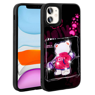 Apple iPhone 11 Kılıf Parlayan Kabartmalı İkonik Figürlü Zore Amas Silikon Kapak Siyah