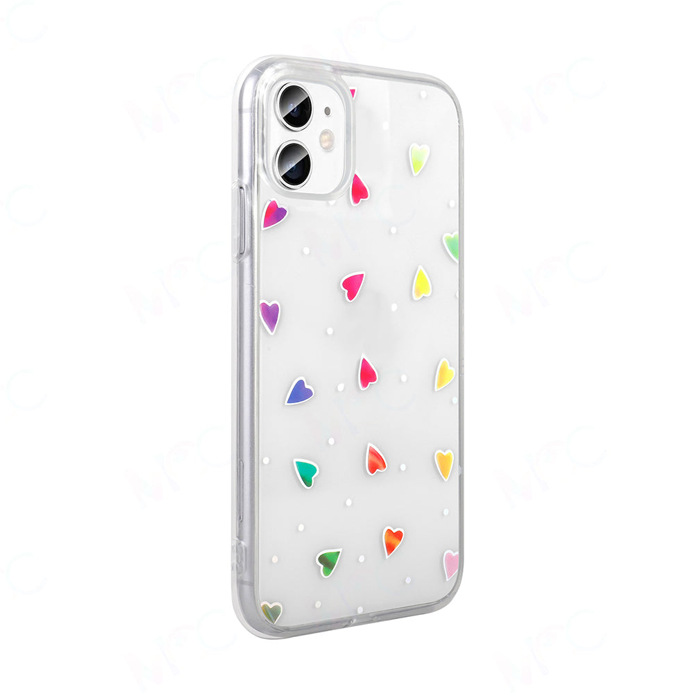Apple iPhone 11 Kılıf Şeffaf Figürlü Zore Folk Sert Kapak Çilek