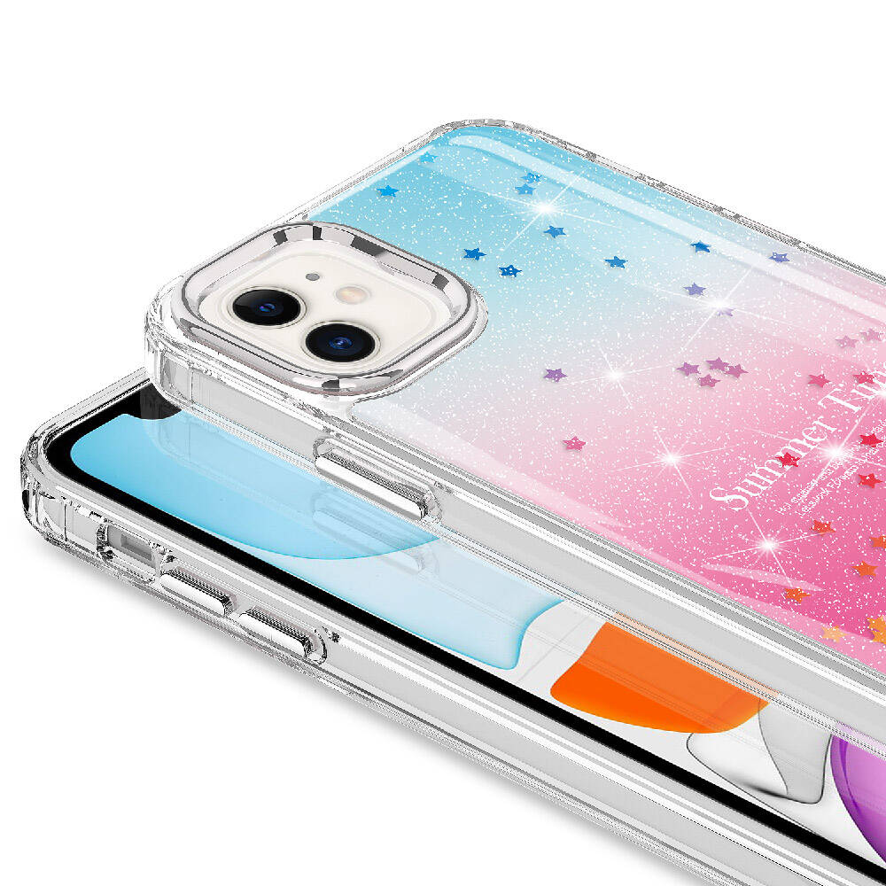 Apple iPhone 11 Kılıf Simli Desenli Parlak Zore Task Kapak Pembe