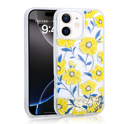 Apple iPhone 11 Kılıf Sıvılı Simli Baskılı Şeffaf Arka Yüzey Zore Mossa Silikon Kapak Gri