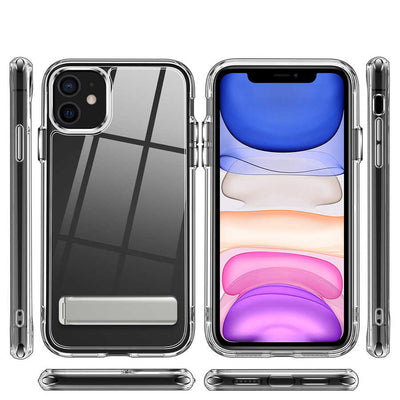 Apple iPhone 11 Kılıf Standlı Şeffaf Silikon Zore L-Stand Kapak Renksiz
