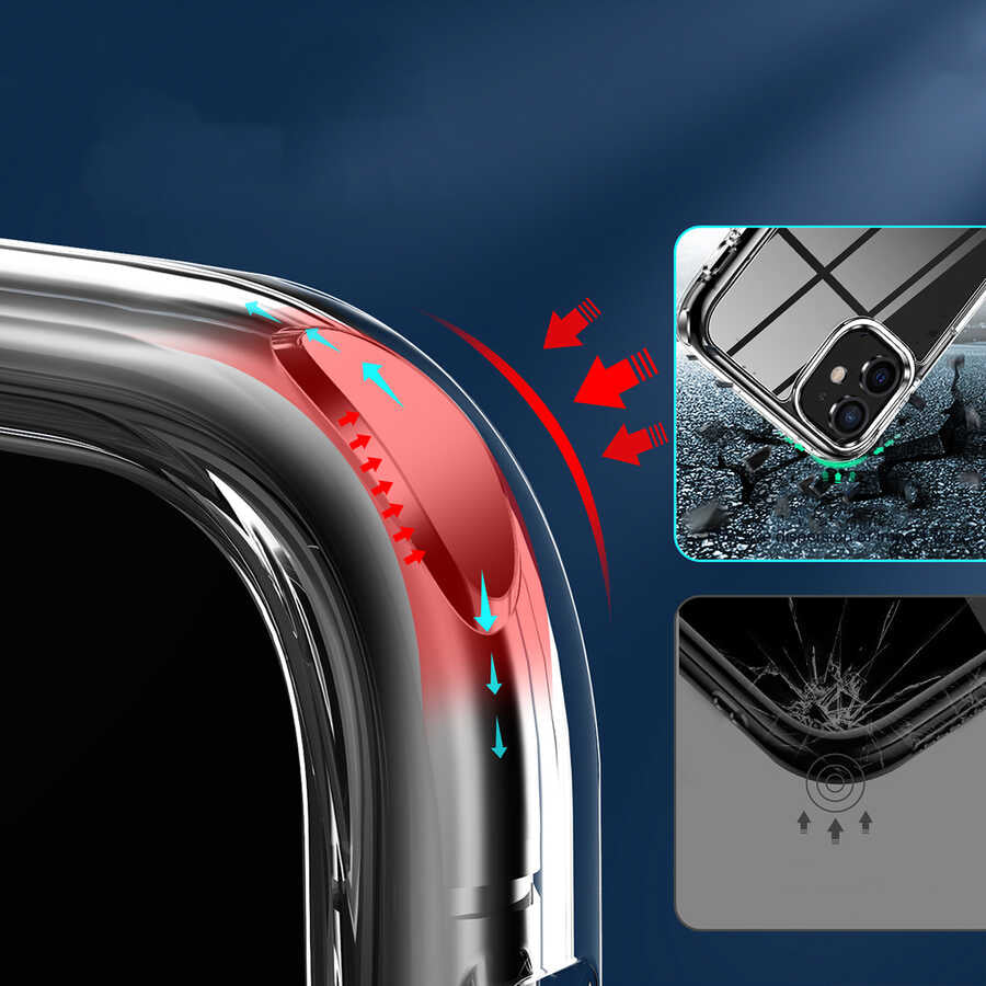 Apple iPhone 11 Kılıf Standlı Şeffaf Silikon Zore L-Stand Kapak Renksiz