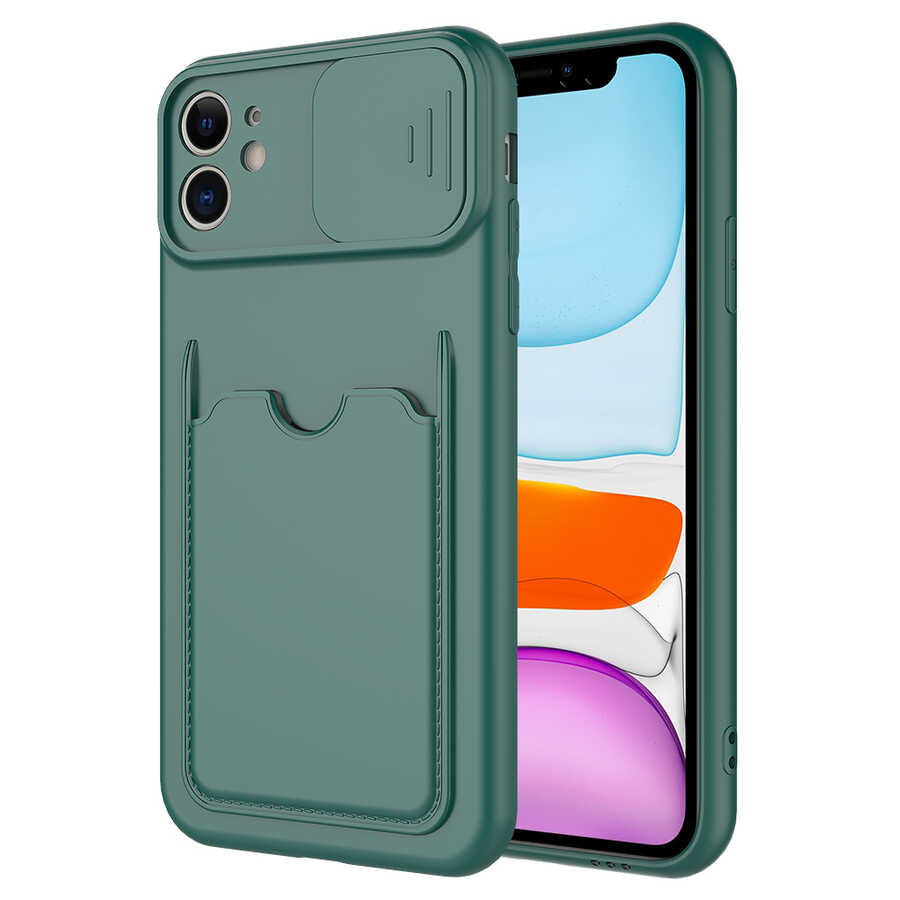 Apple iPhone 11 Kılıf Zore Kartix Kapak Koyu Yeşil