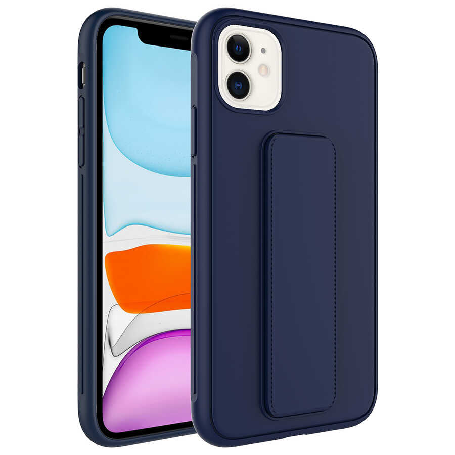 Apple iPhone 11 Kılıf Zore Qstand Kapak Lacivert