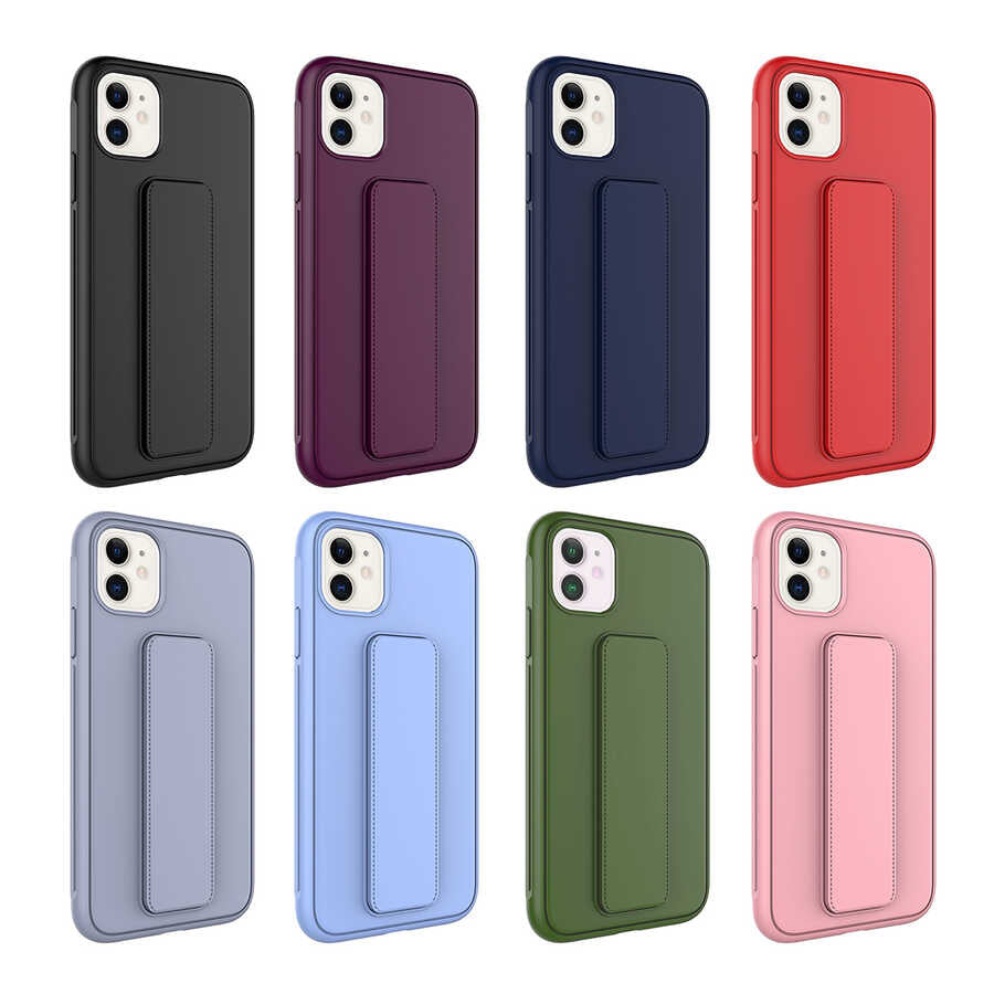 Apple iPhone 11 Kılıf Zore Qstand Kapak Gri