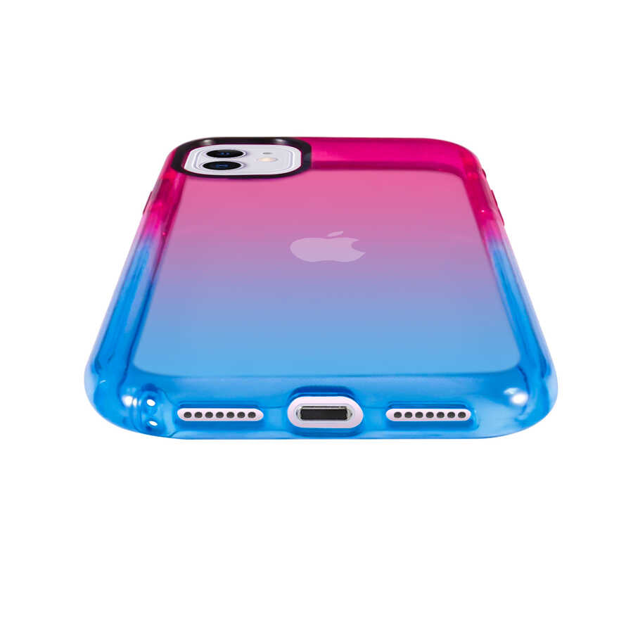 Apple iPhone 11 Kılıf Zore Renkli Punto Kapak Pembe-Mavi