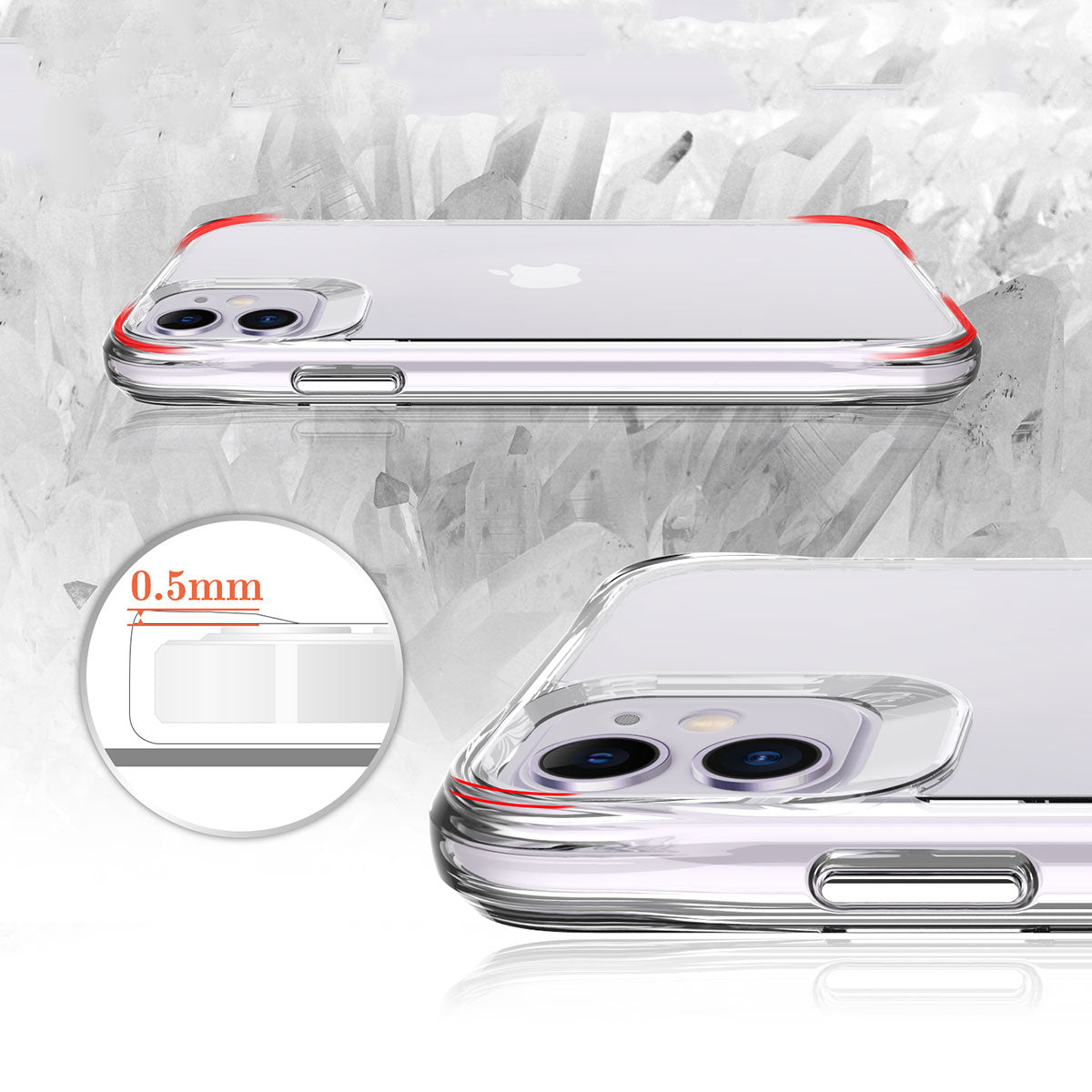 Apple iPhone 11 Kılıf Zore Şeffaf Ultra İnce Airbag Tasarımlı Okka Kapak Renksiz