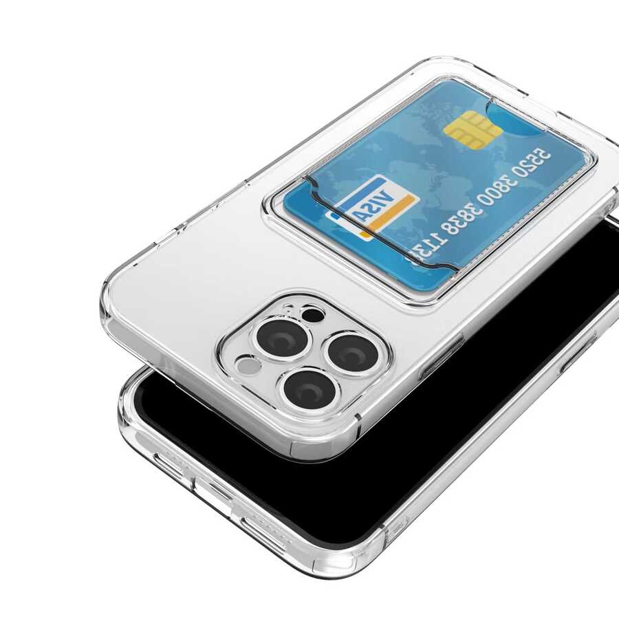 Apple iPhone 11 Pro Kılıf Kartlıklı Şeffaf Zore Setra Clear Silikon Kapak Renksiz
