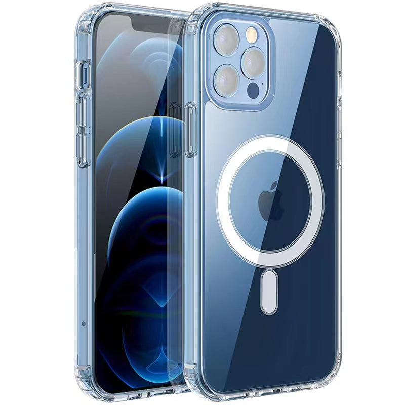 Apple iPhone 11 Pro Max Kılıf M-safe Şarj Özellikli Şeffaf Sert PC Zore Embos Kapak