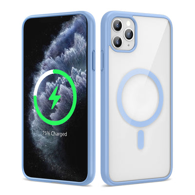 Apple iPhone 11 Pro Max Kılıf M-safe Wireless Şarj Özellikli Silikon Zore Ege Kapak Açık Mavi