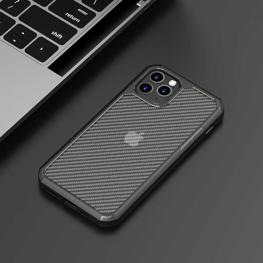 Apple iPhone 11 Pro Max Kılıf Zore İnoks Kapak Siyah