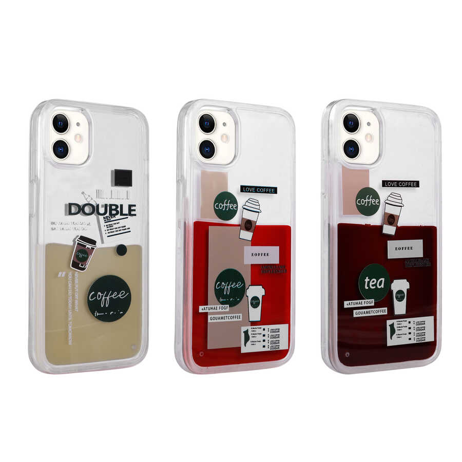 Apple iPhone 12 Kılıf Desenli Sıvılı Zore Drink Silikon Kapak NO2