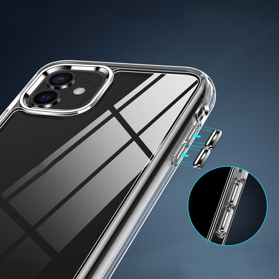 Apple iPhone 12 Kılıf Standlı Şeffaf Silikon Zore L-Stand Kapak Renksiz