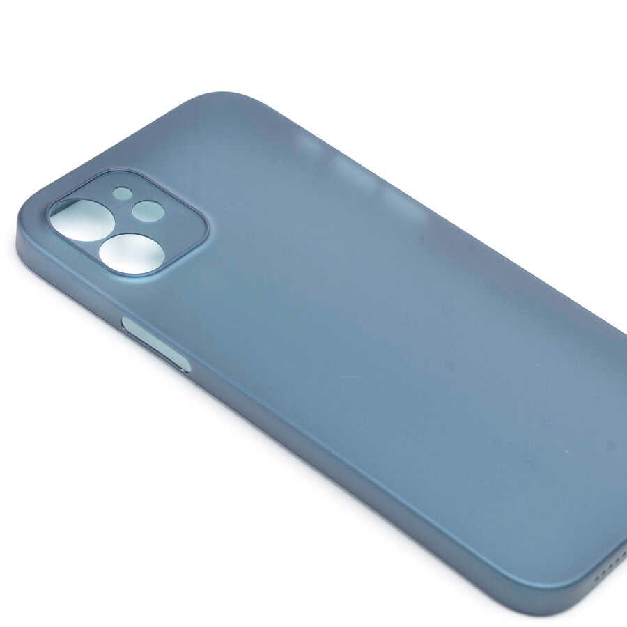 Apple iPhone 12 Kılıf Zore 1.Kalite PP Silikon Saks Mavi