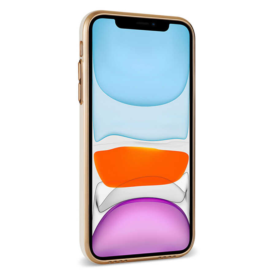 Apple iPhone 12 Kılıf Zore Bark Kartlıklı Kapak Rose Gold