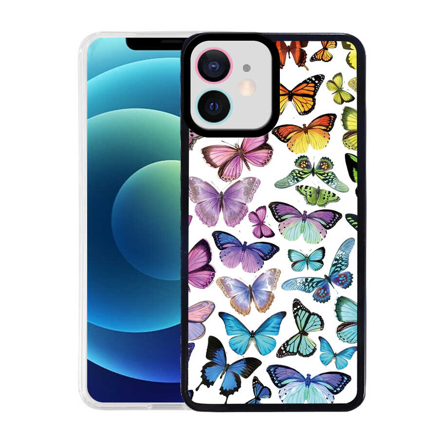 Apple iPhone 12 Kılıf Zore M-Fit Desenli Kapak Butterfly No3