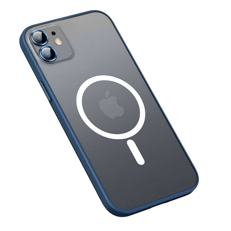 Apple iPhone 12 Kılıf Zore Mokka Wireless Kapak Lacivert