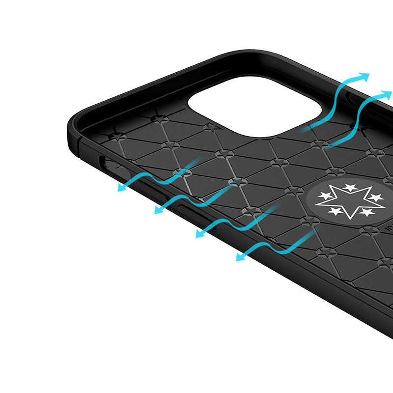 Apple iPhone 12 Kılıf Zore Ravel Silikon Kapak Siyah-Kırmızı