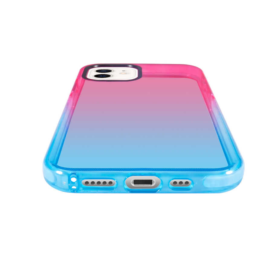 Apple iPhone 12 Kılıf Zore Renkli Punto Kapak Pembe-Mavi