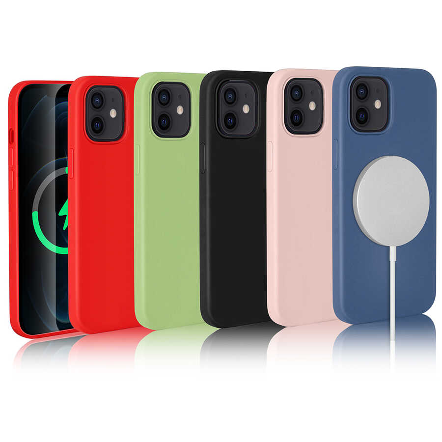 Apple iPhone 12 Kılıf Zore Silksafe Wireless Kapak Mavi