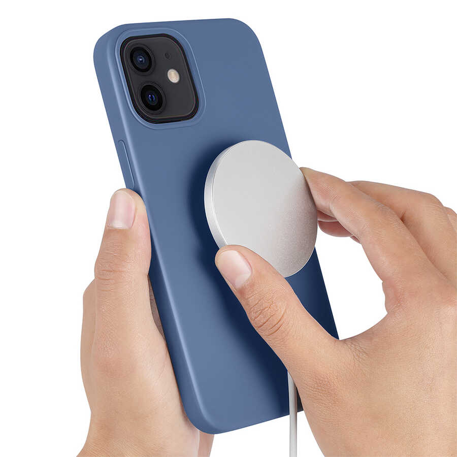 Apple iPhone 12 Kılıf Zore Silksafe Wireless Kapak Siyah
