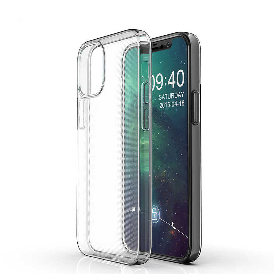 Apple iPhone 12 Kılıf Zore Süper Silikon Kapak Renksiz