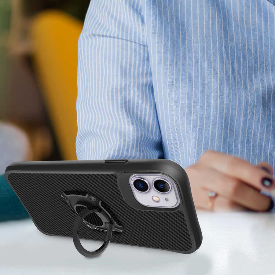 Apple iPhone 12 Kılıf Zore Timo Kapak Siyah