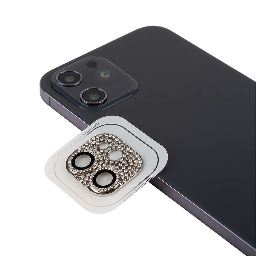 Apple iPhone 12 Mini Zore CL-08 Kamera Lens Koruyucu Gümüş