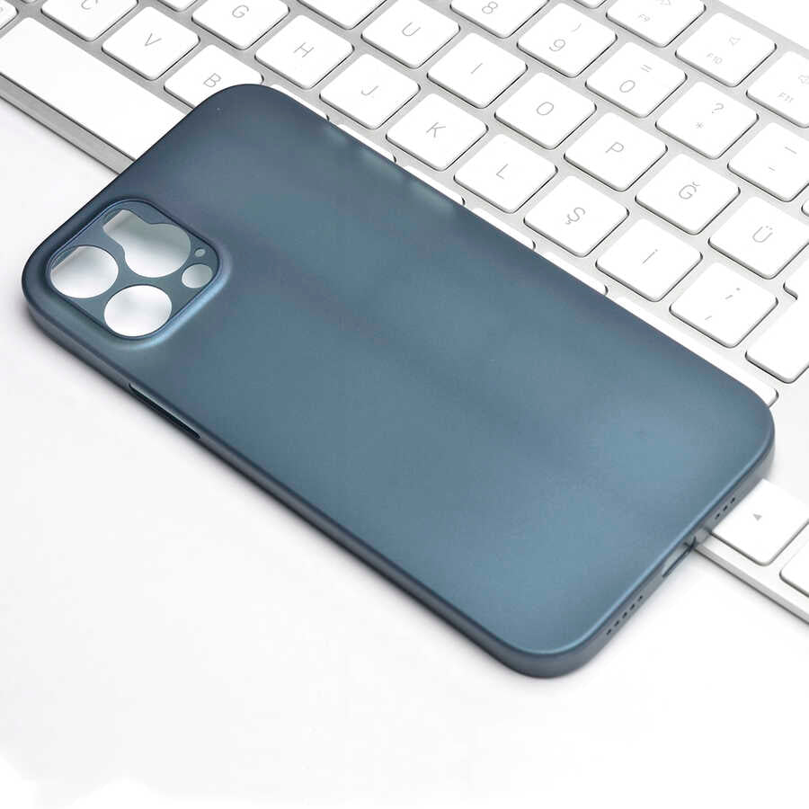 Apple iPhone 12 Pro Kılıf Zore 1.Kalite PP Silikon Saks Mavi