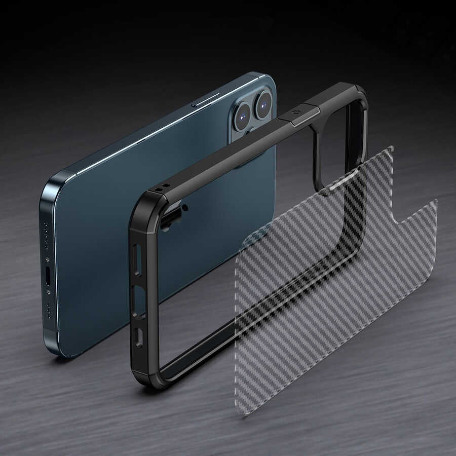 Apple iPhone 12 Pro Kılıf Zore İnoks Kapak Mavi