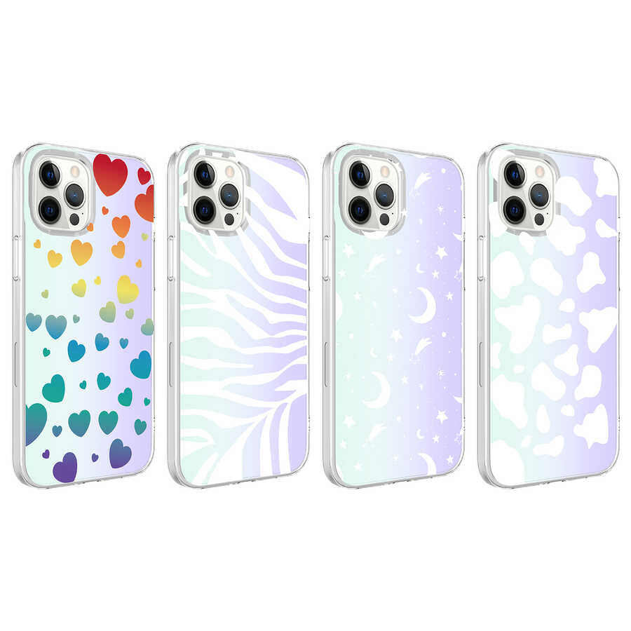 Apple iPhone 12 Pro Kılıf Zore M-Blue Desenli Kapak Moon No4