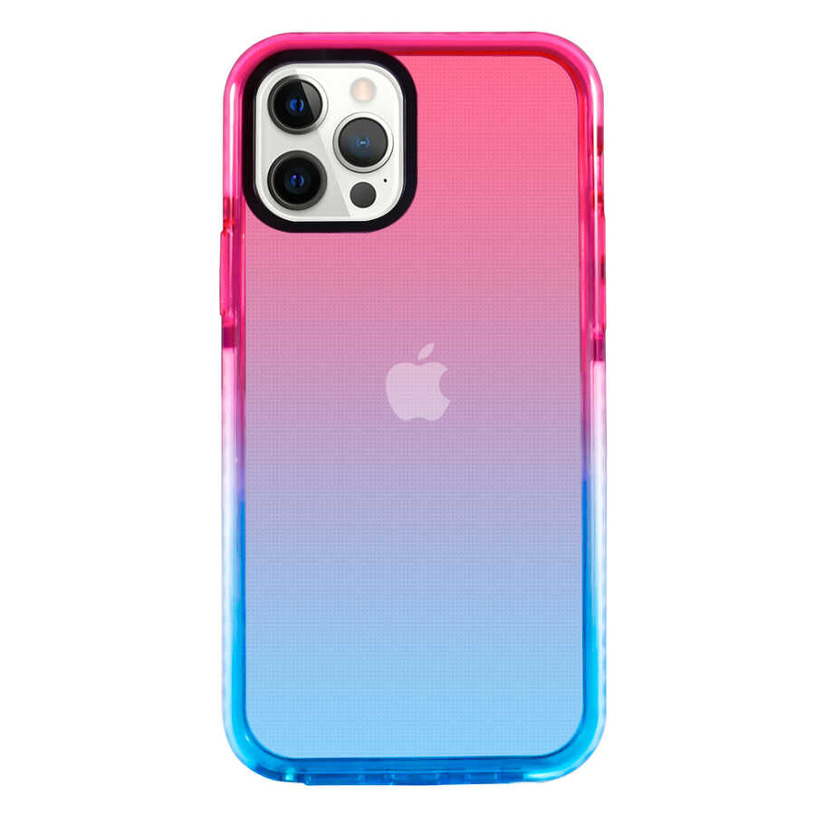 Apple iPhone 12 Pro Kılıf Zore Renkli Punto Kapak Pembe-Mavi