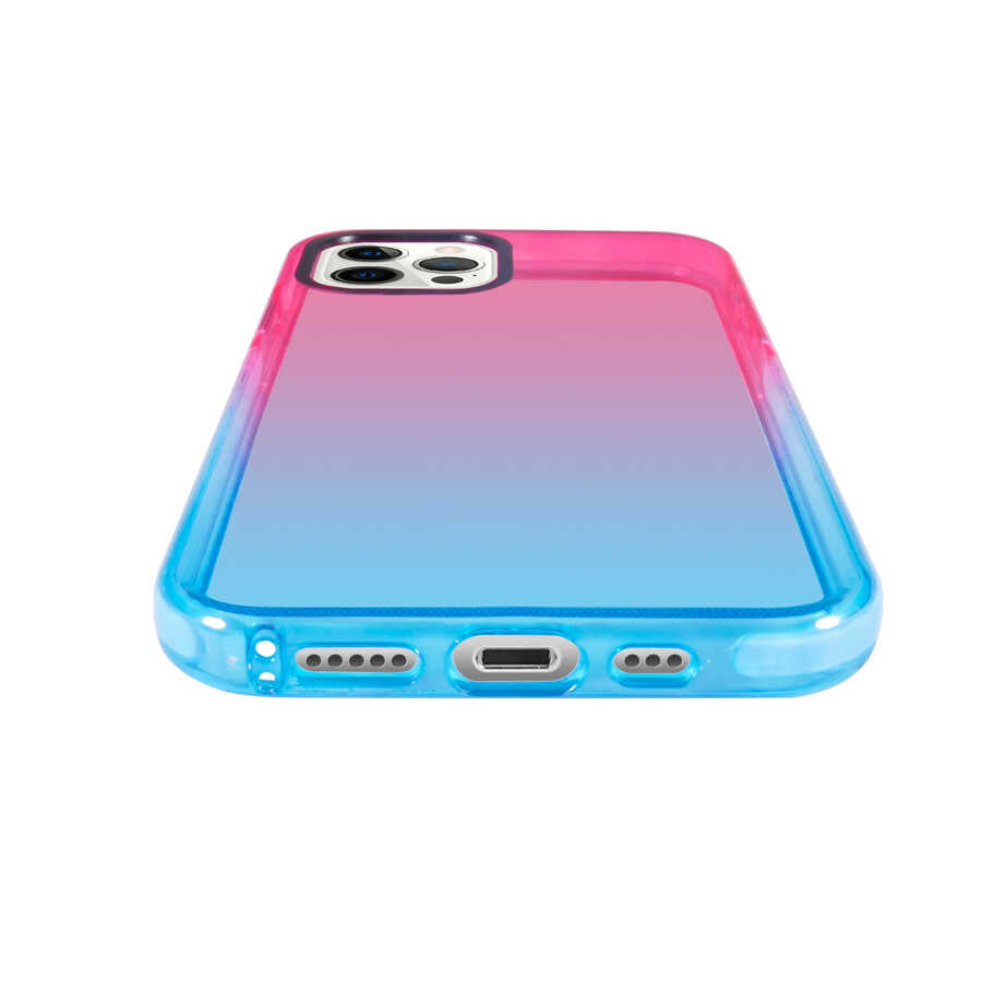 Apple iPhone 12 Pro Kılıf Zore Renkli Punto Kapak Pembe-Mavi