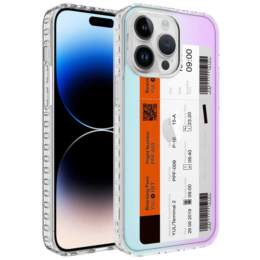 Apple iPhone 12 Pro Max Kılıf Airbag Kenarlı Renkli Desenli Silikon Zore Elegans Kapak