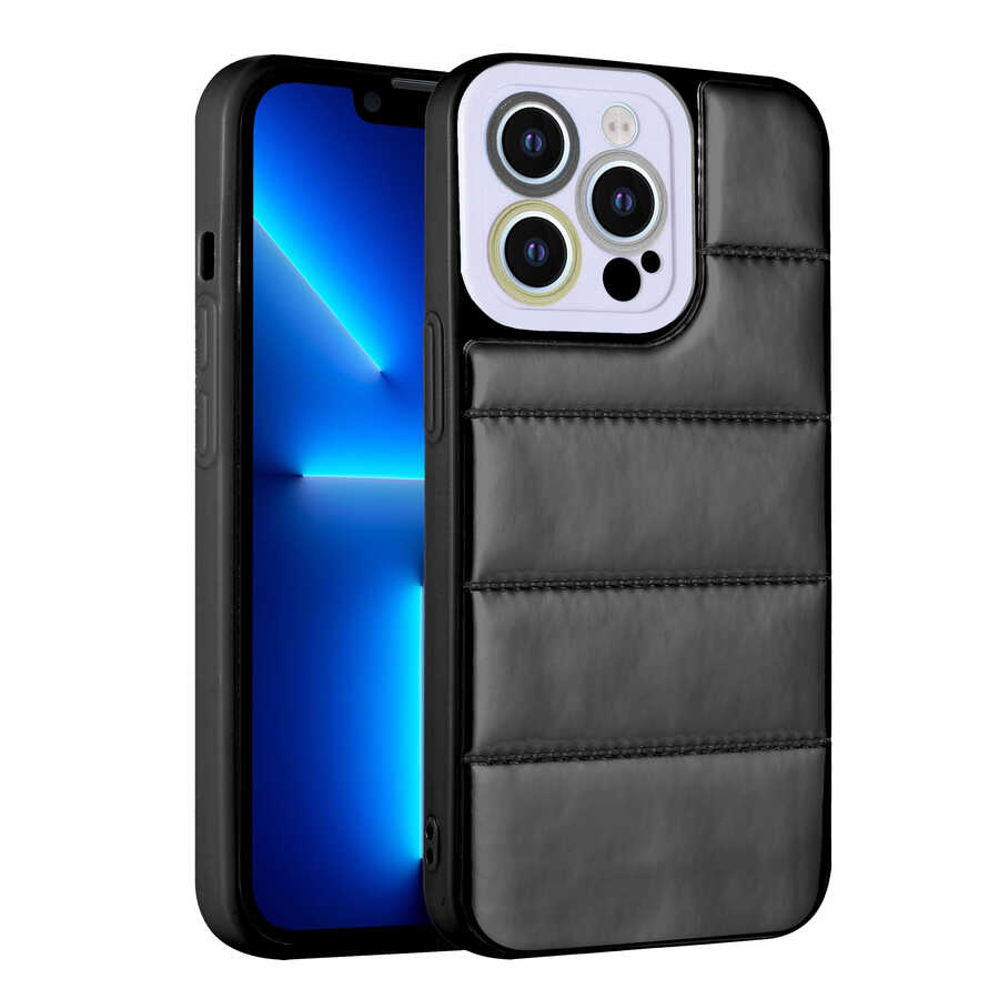 Apple iPhone 12 Pro Max Kılıf Kamera Korumalı Airbagli Renkli Zore Seksek Kapak Siyah