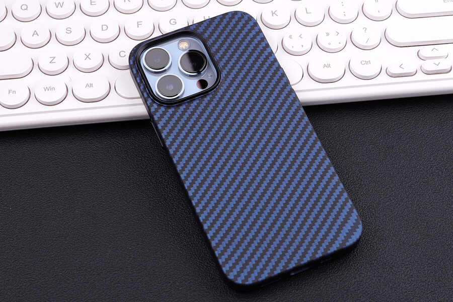 Apple iPhone 12 Pro Max Kılıf Karbon Fiber Tasarımlı Zore Karbono Kapak Koyu Yeşil
