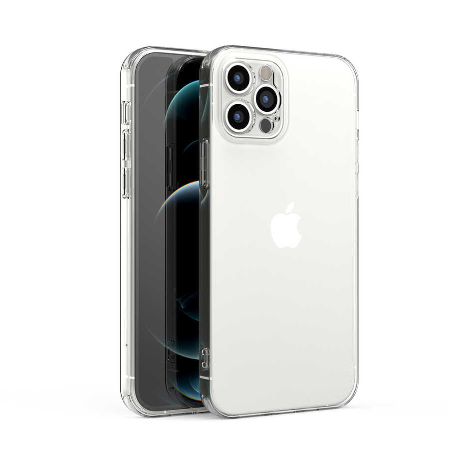 Apple iPhone 12 Pro Max Kılıf Zore Kamera Korumalı Süper Silikon Kapak Renksiz