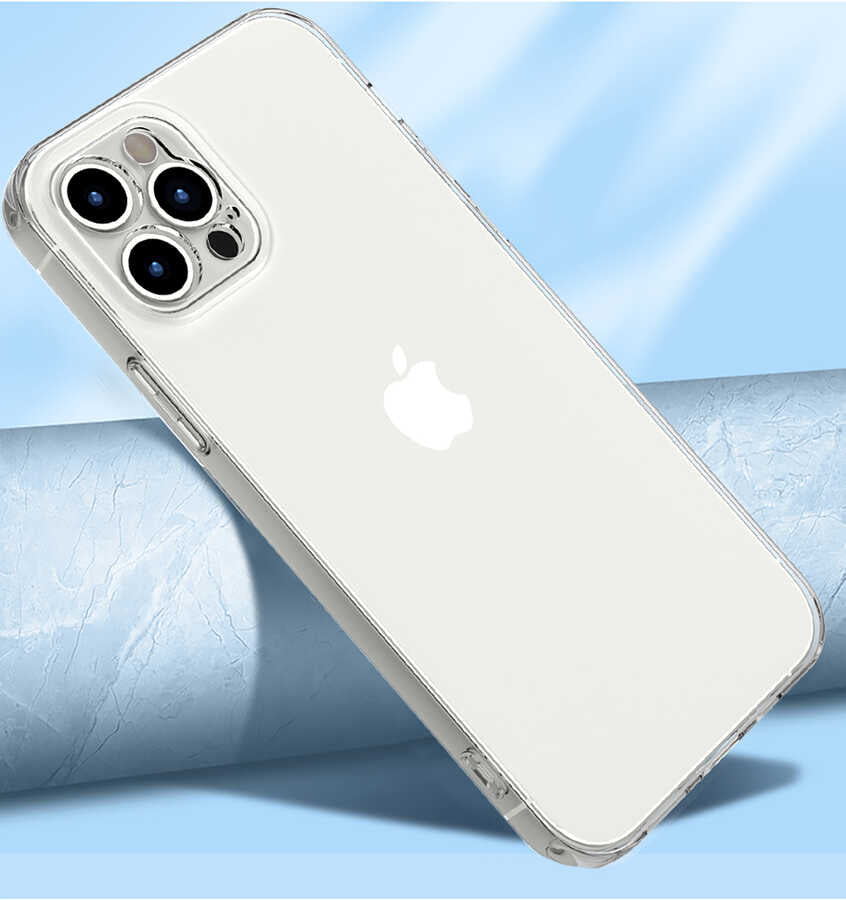 Apple iPhone 12 Pro Max Kılıf Zore Kamera Korumalı Süper Silikon Kapak Renksiz