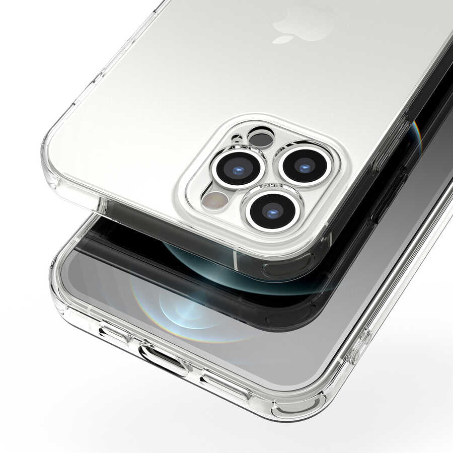 Apple iPhone 12 Pro Max Kılıf Zore Kamera Korumalı Süper Silikon Kapak Renksiz