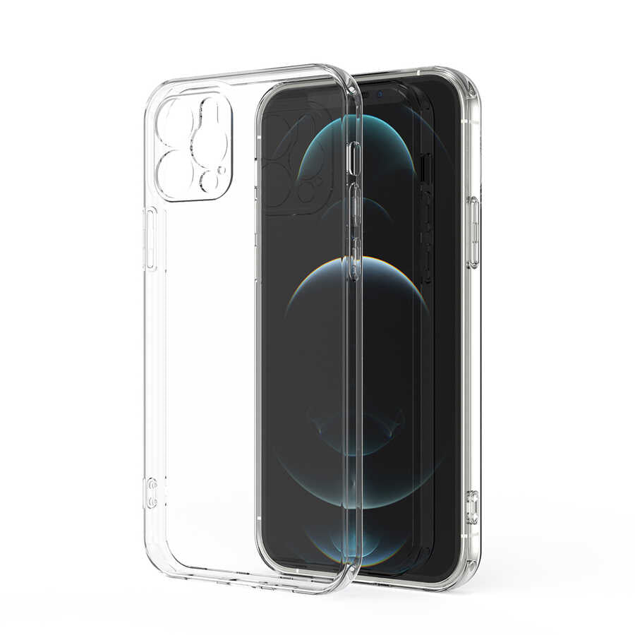 Apple iPhone 12 Pro Max Kılıf Zore Kamera Korumalı Süper Silikon Kapak Renksiz
