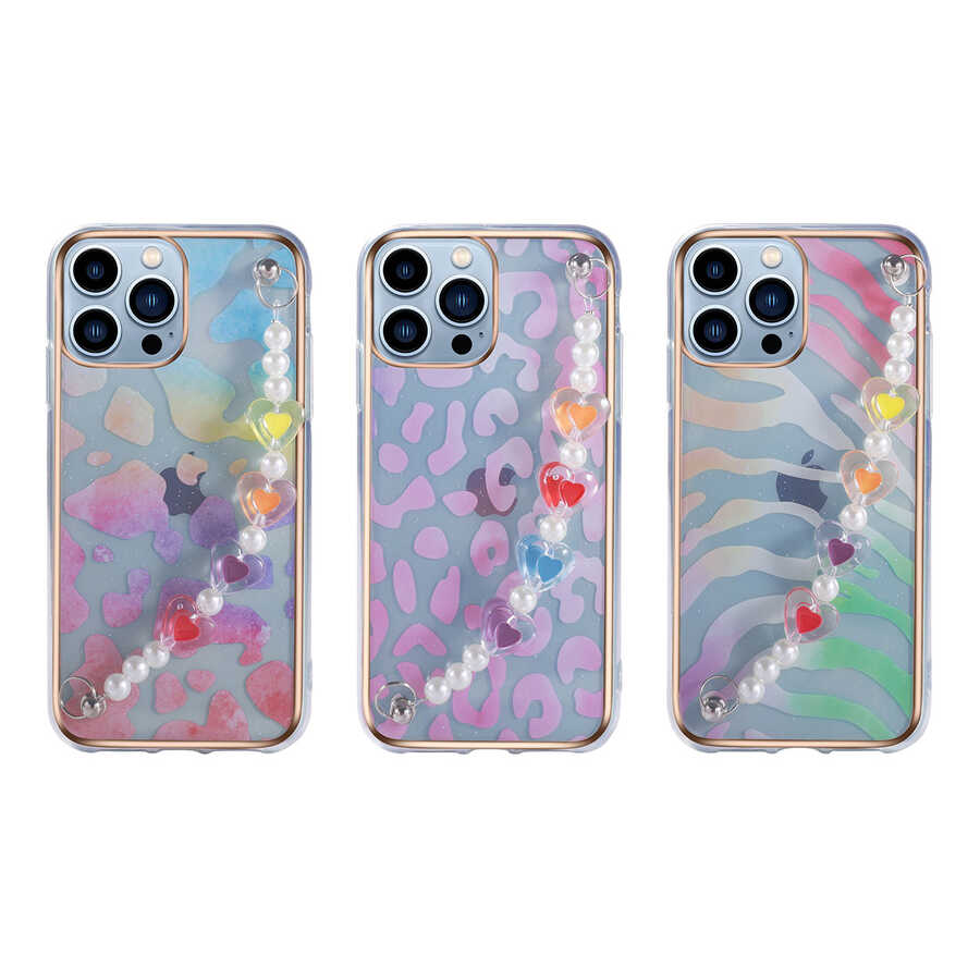 Apple iPhone 12 Pro Max Kılıf Zore Pilla Kapak Pembe-Yeşil