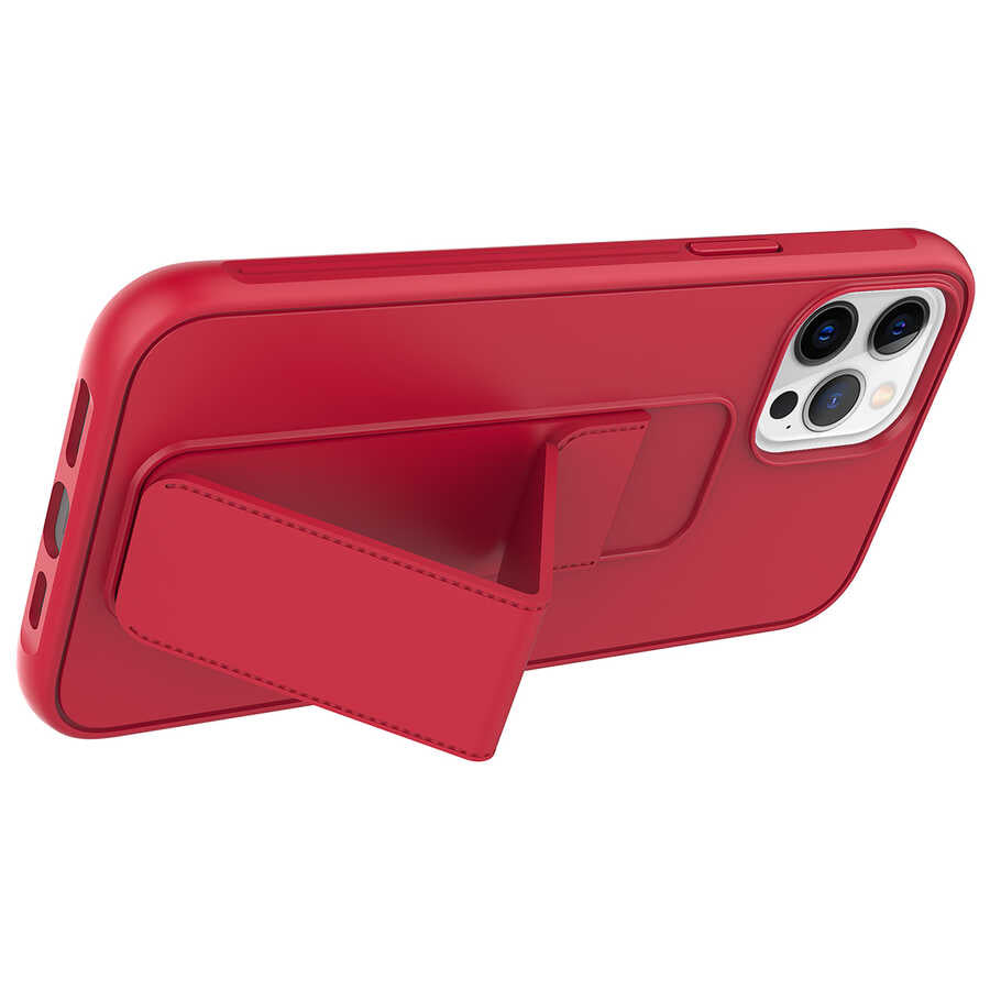 Apple iPhone 12 Pro Max Kılıf Zore Qstand Kapak Gri