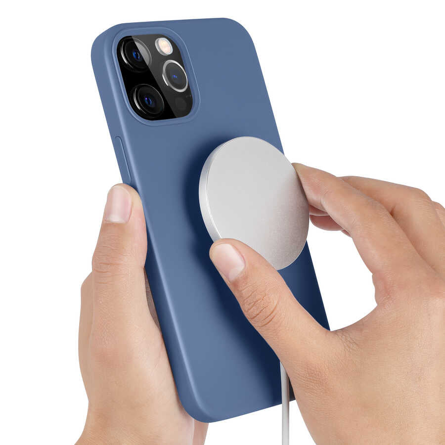 Apple iPhone 12 Pro Max Kılıf Zore Silksafe Wireless Kapak Mavi