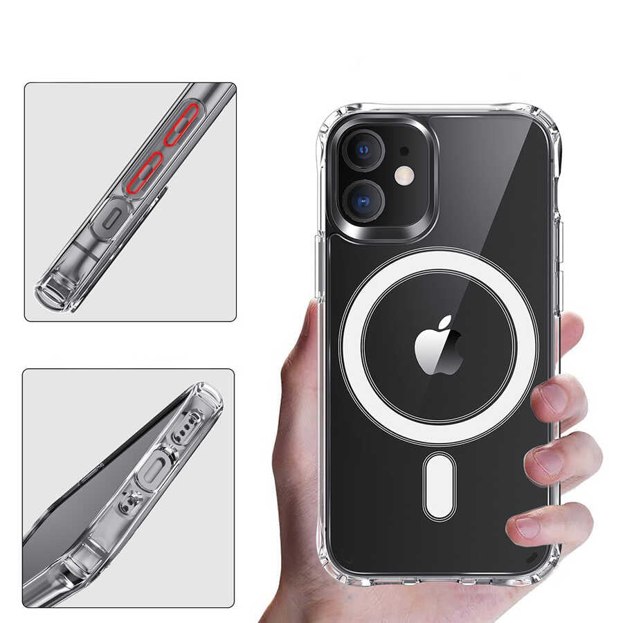 Apple iPhone 12 Pro Max Kılıf Zore Tacsafe Wireless Kapak Renksiz