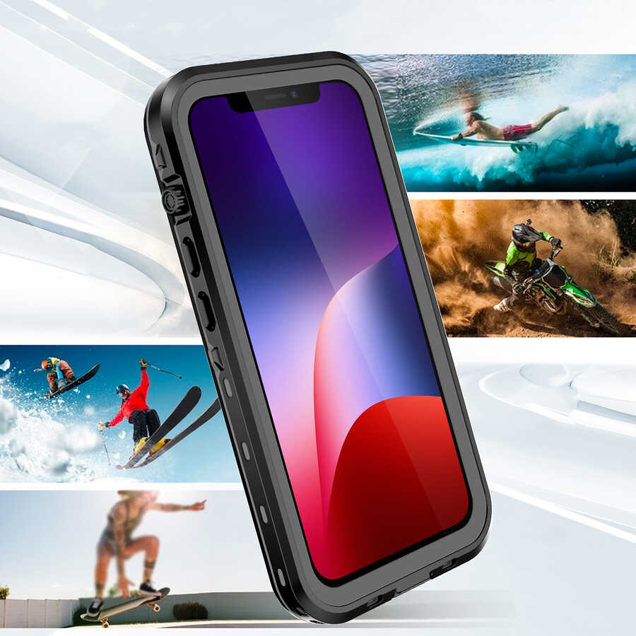 Apple iPhone 13 Kılıf 1-1 Su Geçirmez Kılıf Siyah